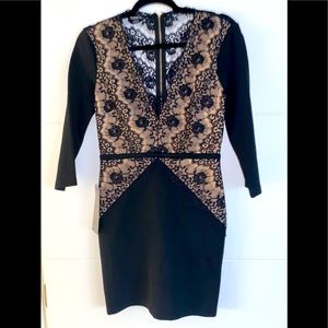 NEW WITHOUT TAGS SMALL BEBE LACE BLACK DRESS.